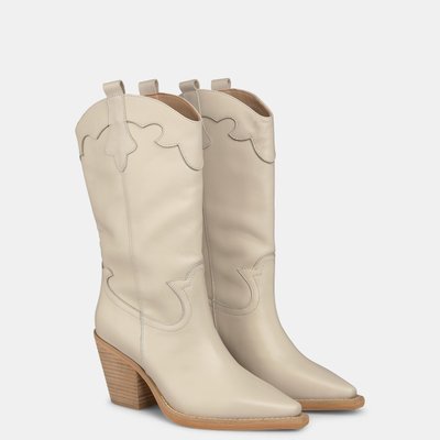 Bottines en cuir à talons, pointues et brodées ALMA EN PENA