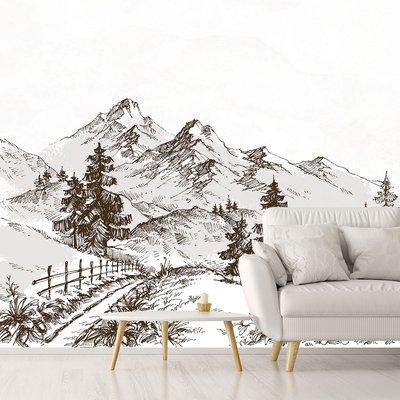 Papier peint dessin d'alpage HEXOA