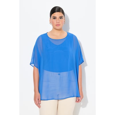 Blouse oversize en mousseline. Col rond et ULLA POPKEN