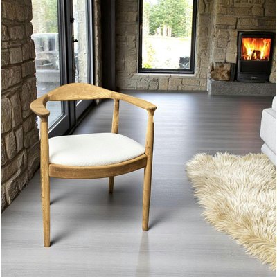 Chaise design en bouclette écrue PALERME PIER IMPORT