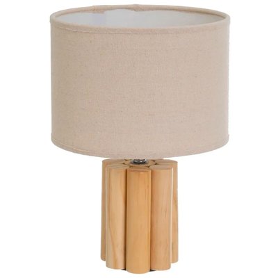 Lampe à poser en bois et abat jour taupe 20x20x29cm WADIGA