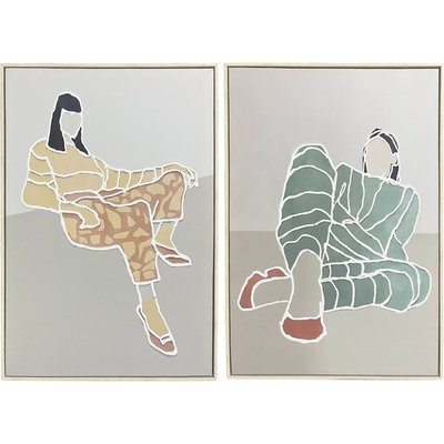 tableau abstrait silhouettes femme profilé couleurs modernes RECOLLECTION
