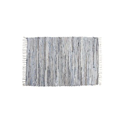 Tapis en jeans et cuir argenté AUBRY GASPARD
