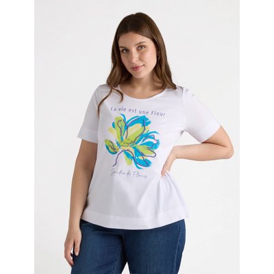 T-shirt à manches courtes imprimé et brodé de pierres serties FIORELLA RUBINO