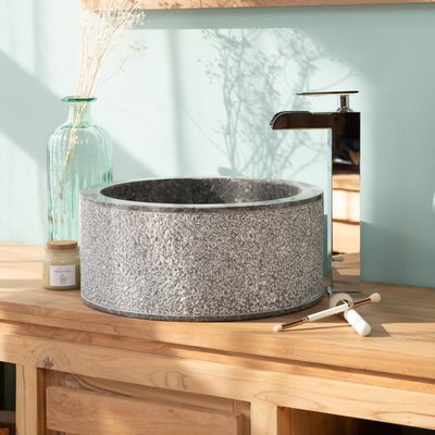 Vasque lave main en marbre ronde 35cm ELBE WANDA COLLECTION