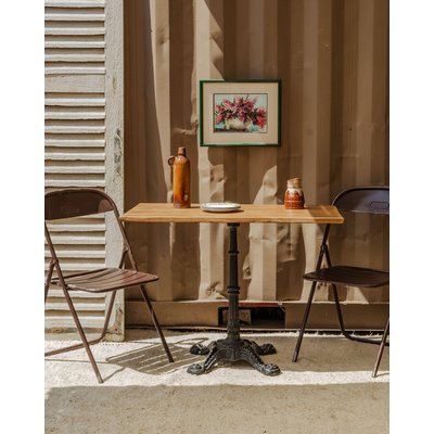 Table à manger bistro en bois et métal noir Denise N°1169 - Bon état DEBONGOUT