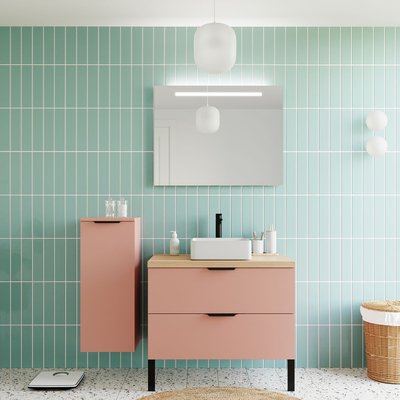Ensemble vasque posée 2 tiroirs + miroir - SOHO HOMIFAB