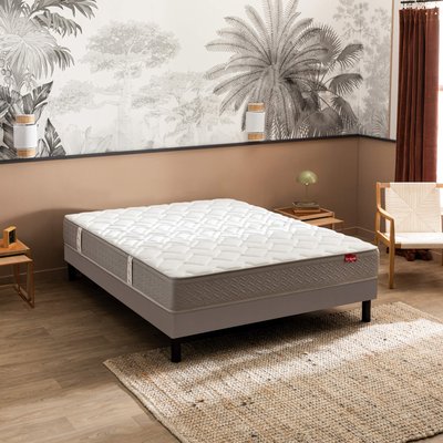 Ensemble matelas ressorts ensachés L’AILLEURS, sommier confort ferme et pieds EPEDA