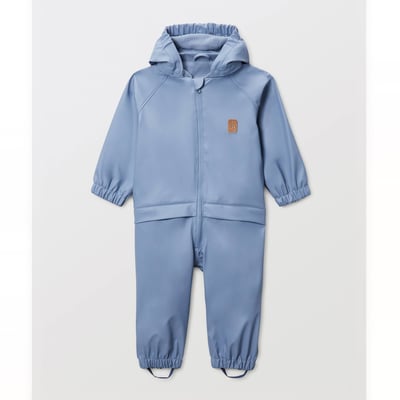 Combinaison de pluie unie avec capuche amovible doublée en polaire avec du polyester recyclé BOUT'CHOU
