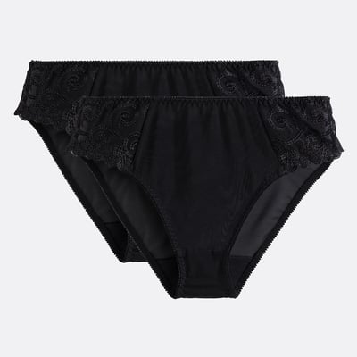 Pack of 2 Lyssa Knickers in Plain/Embroidered Tulle ANNE WEYBURN