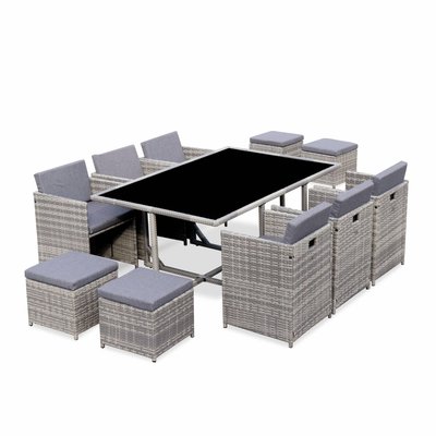 Table de jardin encastrable résine 10 fauteuils VABO 10 SWEEEK
