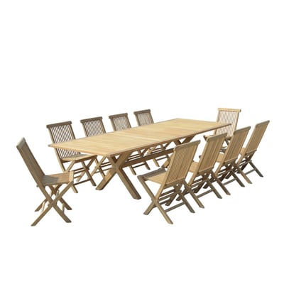 Salon de jardin en teck massif Malibu, 10 places TECK ATTITUDE