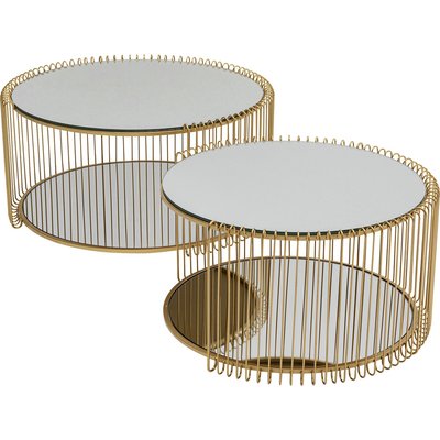Lot de 2 tables basses double plateau, WIRE KARE DESIGN