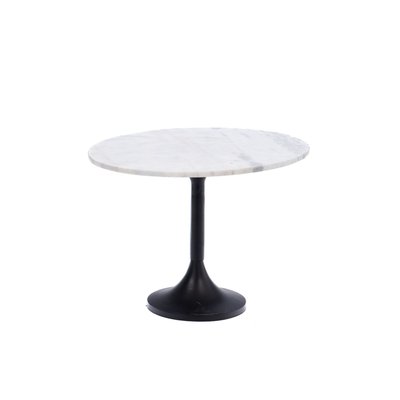 Bout de canapé tulipe en métal noir et marbre blanc D55 - ARGOS AMADEUS