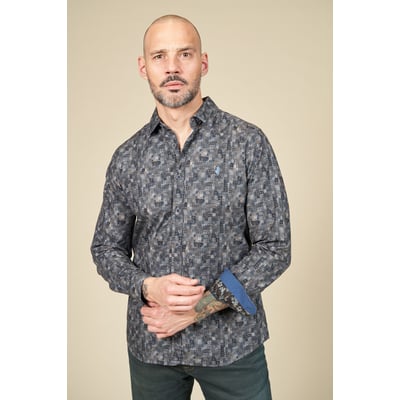 Chemise imprimée à motifs patchwork MCS