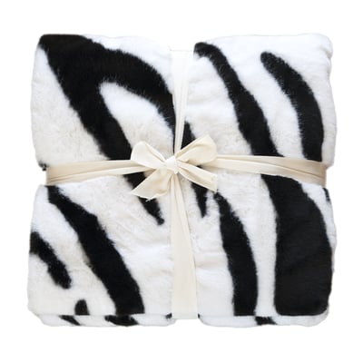 Plaid doux à motif zèbre avec dos en velours - QABANE HOME MAISON