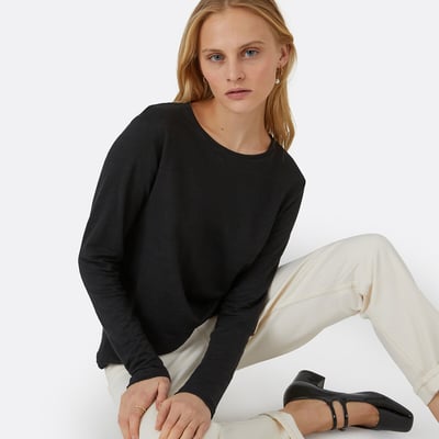 Pure Linen Crew Neck Long Sleeve T-Shirt LA REDOUTE COLLECTIONS