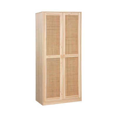 Armoire dressing décor bois et cannage 2 portes avec penderie et rangements CAMARGUE SWEEEK