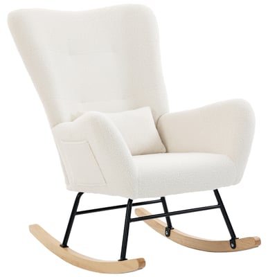 Fauteuil à bascule Peluche Teddy Crème HOMCOM