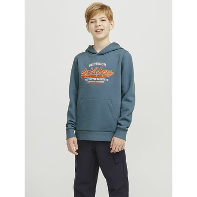 Logo Print Hoodie in Cotton Mix JACK & JONES JUNIOR