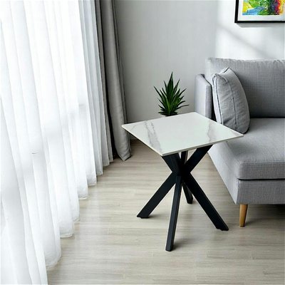 Bout de canapé design en céramique blanche marbrée OTTAWA PIER IMPORT