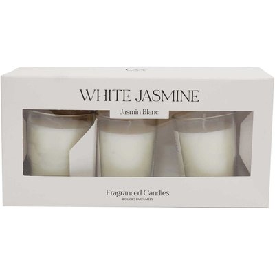 Coffret 3 bougies parfumées en verre Senteur Jasmin JARDINDECO