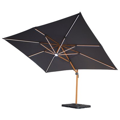 Parasol déporté rotatif aluminium avec LED 3x4m couleur bois, OPÉRA AVRIL PARIS