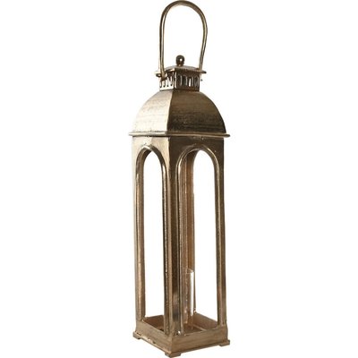 Lanterne vintage dorée en aluminium et verre style rétro chic RECOLLECTION