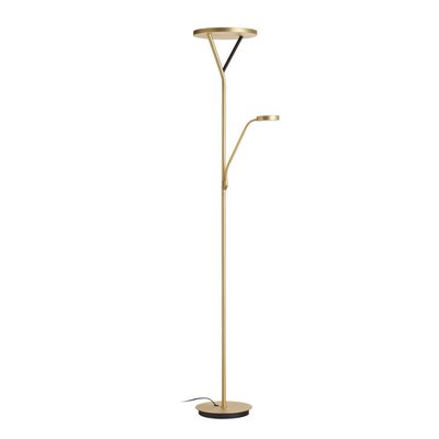 Lampadaire led avec liseuse laiton mat Plano MILLUMINE