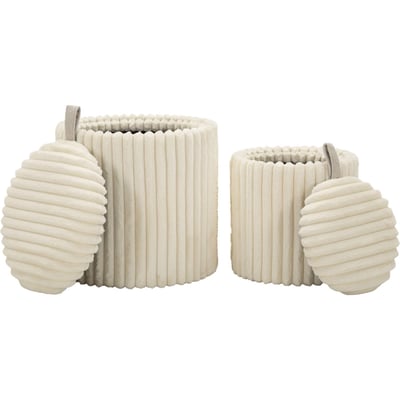 Lot de 2 poufs coffres côtelés style scandinave RECOLLECTION
