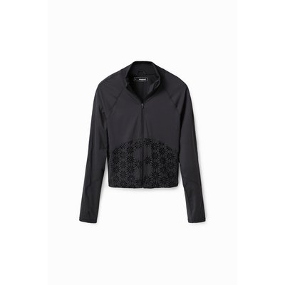 Veste de course fleurs floquées - BLACK - S DESIGUAL