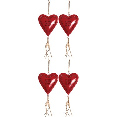 Coeur rouge en métal à suspendre Sweet home 14 cm (Lot de 4) AUBRY GASPARD