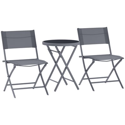 Ensemble bistrot jardin 2 personnes pliable métal époxy gris OUTSUNNY