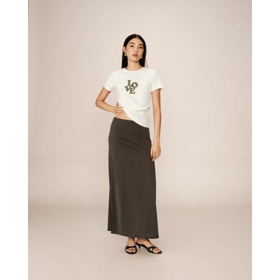 Jupe René Lézard Kaki - Coupe A-Line - Taille 34 - Coton/élasthanne - Occasion Très Bon état