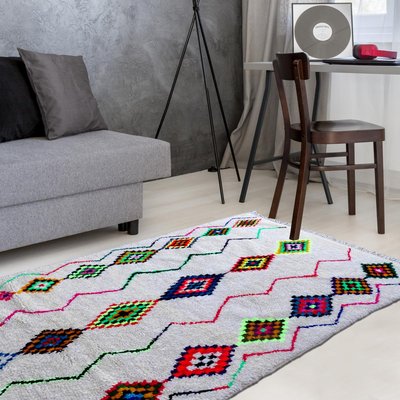 Authentique tapis berbère fait à la main en laine motif ethnic AZILAL 6 UN AMOUR DE TAPIS