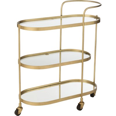 Desserte ovale dorée en métal et miroir élégance raffinée RECOLLECTION