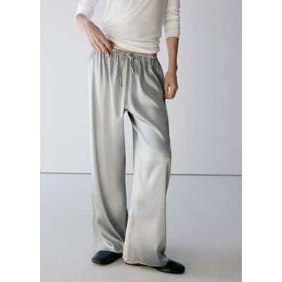 Pantalon droit soie MANGO