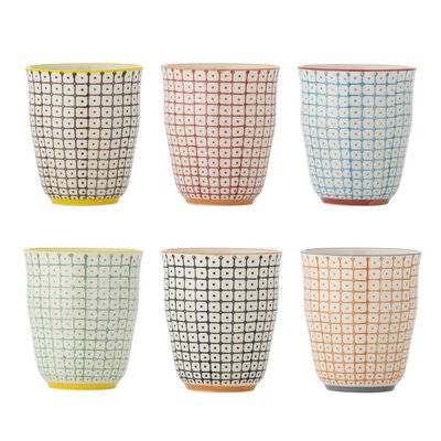 Tasses à café grès motif  CARLA set de 6 BLOOMINGVILLE