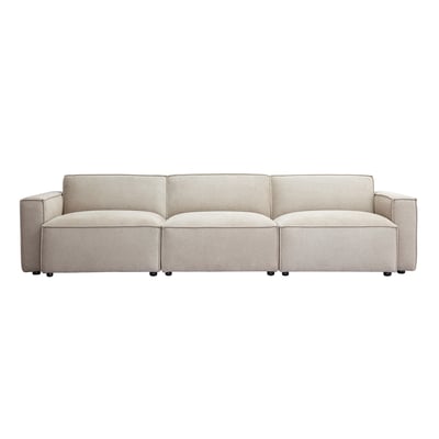 Canapé modulable 4 places en tissu effet velours texturé beige SPLIT MILIBOO