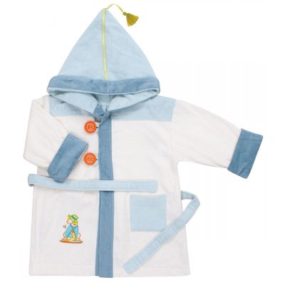 Peignoir enfant Chien Taquin écru personnalisable L OISEAU BATEAU
