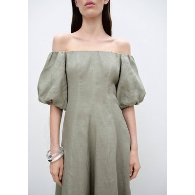 Robe en lin manches bouffantes MANGO