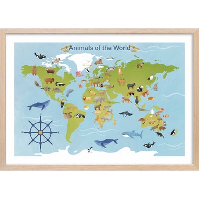 Affiche enfant animaux du monde HEXOA