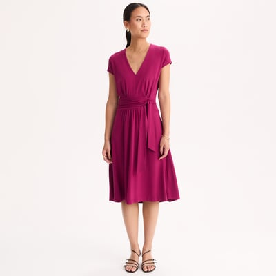 Robe évasée en maille, mi-longue, manches courtes ANNE WEYBURN
