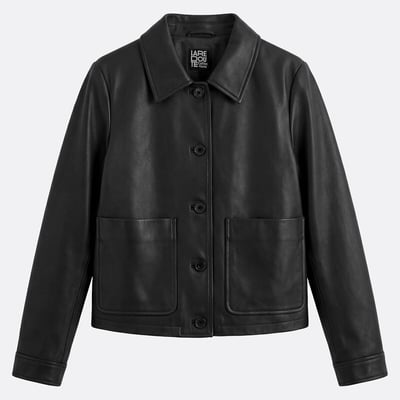 Veste courte boutonnée en cuir, Signature ABELLE LA REDOUTE COLLECTIONS