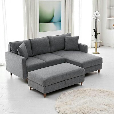 Canapé d'angle convertible gris - côté droit COMO PIER IMPORT