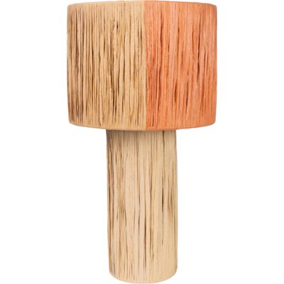 Lampe naturelle base bois et abat jour corde colorée RECOLLECTION