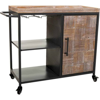 Meuble étagère mobile bois et métal porte et rangement RECOLLECTION