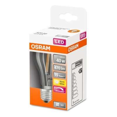 Ampoule Led Standard Verre Clair E27 5w=40 Chaud Dimmable OSRAM