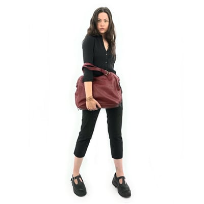Grand sac à main en cuir grainé italien CAMELIA OH MY BAG