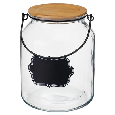 Bocal cuisine avec étiquette en verre et bouchon bambou 16x16x21cm WADIGA